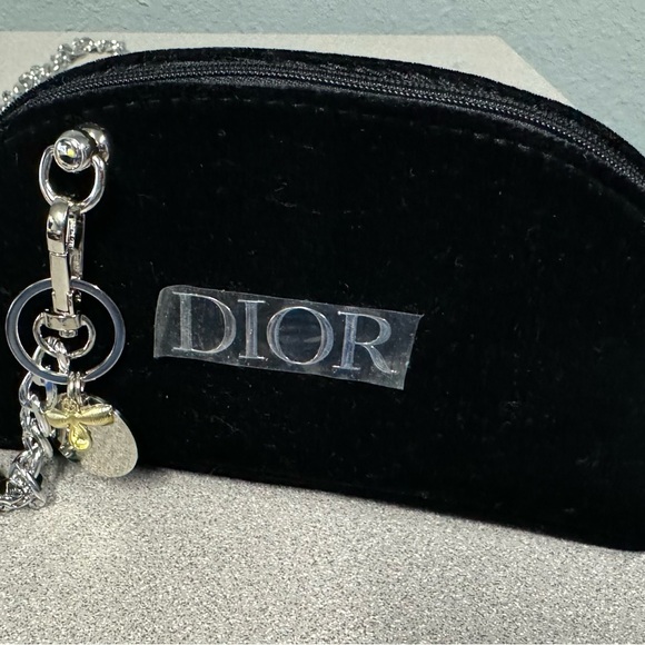 DIOR Velvet Black Crossbody Handbag chain Purse Evening Bag/makeup - Picture 8 of 16